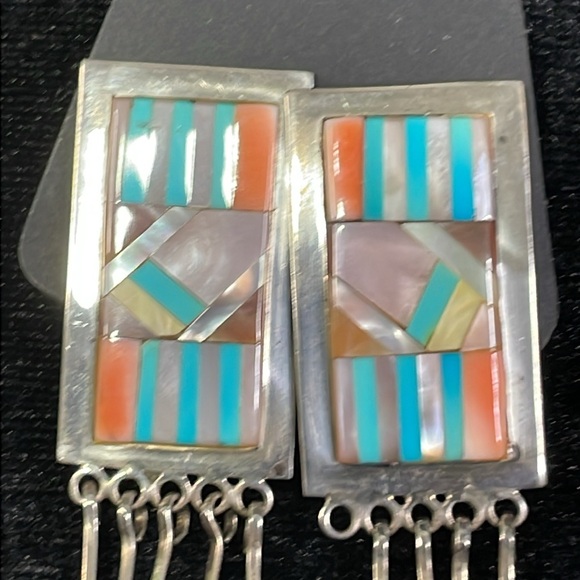 Zuni inlay earrings - Picture 2 of 7